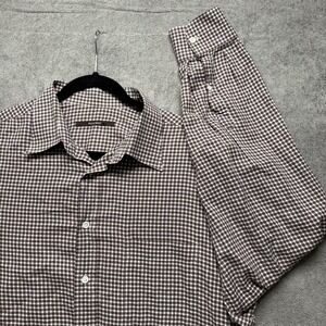 Billy Reid Shirt Mens XL Brown Plaid Button Up Long‎ Sleeve Italy